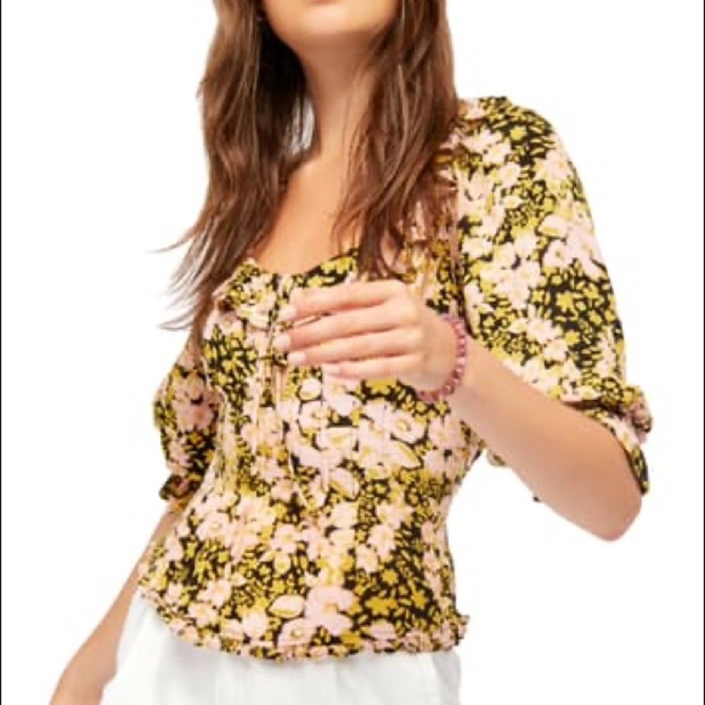 Free People Sweet Memories Floral Top Small EUC